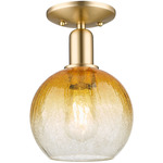 Brookhaven Globe Semi Flush Ceiling Light - Champagne Bronze / Brookhaven Amber