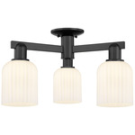 Bridal Veil 3 Light Semi Flush Ceiling Light - Matte Black / Gloss White