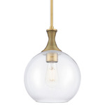 Astor Stem Pendant - Brushed Brass / Clear