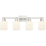 Bridal Veil 716 Bathroom Vanity Light - Brushed Satin Nickel / Gloss White