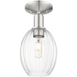 Preston Bulb Semi Flush Ceiling Light - Brushed Satin Nickel / Clear
