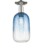 Brookhaven Cloche Semi Flush Ceiling Light - Polished Nickel / Brookhaven Sapphire