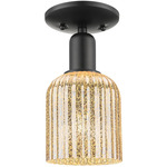 Bridal Veil Small Semi Flush Ceiling Light - Matte Black / Mercury