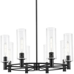 Crown Point 434 Cylinder Chandelier - Matte Black / Clear