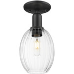 Preston Bulb Semi Flush Ceiling Light - Matte Black / Clear