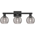 Athens Deco Swirl Bathroom Vanity Light - Matte Black / Light Smoke
