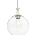 Astor Rope Stem Pendant - Satin Nickel / White Rope / Clear