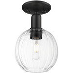 Preston Globe Semi Flush Ceiling Light - Matte Black / Clear