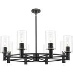 Crown Point 434 Cylinder Chandelier - Matte Black / Clear Seedy