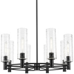 Crown Point 434 Cylinder Chandelier - Matte Black / Clear Swirl