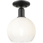 Brookhaven Globe Semi Flush Ceiling Light - Matte Black / Brookhaven Opal