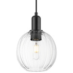 Preston Globe Pendant - Matte Black / Clear