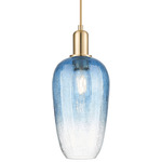 Brookhaven Flute Pendant - Champagne Bronze / Brookhaven Sapphire