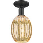 Preston Bulb Semi Flush Ceiling Light - Matte Black / Mercury