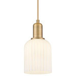 Bridal Veil Small Pendant - Brushed Brass / Gloss White