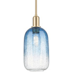 Brookhaven Cloche Stem Hung Pendant - Champagne Bronze / Brookhaven Sapphire