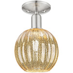 Preston Globe Semi Flush Ceiling Light - Brushed Satin Nickel / Mercury