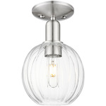 Preston Globe Semi Flush Ceiling Light - Brushed Satin Nickel / Clear