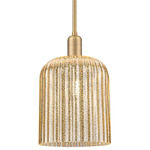 Bridal Veil Stem Hung Pendant - Brushed Brass / Mercury