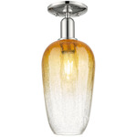 Brookhaven Flute Semi Flush Ceiling Light - Polished Nickel / Brookhaven Amber