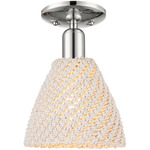 Bristol Natural Semi Flush Ceiling Light - Polished Nickel / Natural White Fiber