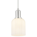 Bridal Veil Small Pendant - Brushed Satin Nickel / Gloss White