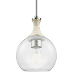 Astor Rope Stem Pendant - Polished Nickel / White Rope / Clear