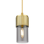 Bolivar Cord Pendant - Brushed Brass / Light Smoke