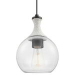 Astor Rope Pendant - Matte Black / White Rope / Clear
