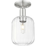 Preston Jar Semi Flush Ceiling Light - Brushed Satin Nickel / Clear