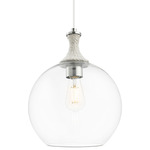 Astor Rope Pendant - Satin Nickel / White Rope / Clear