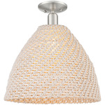 Bristol Natural Semi Flush Ceiling Light - Brushed Satin Nickel / Natural White Fiber