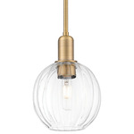 Preston Globe Stem Hung Pendant - Brushed Brass / Clear