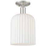 Bridal Veil Semi Flush Ceiling Light - Brushed Satin Nickel / Gloss White