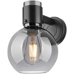 Lawton Sphere Wall Sconce - Matte Black / Smoke