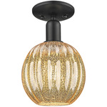 Preston Globe Semi Flush Ceiling Light - Matte Black / Mercury