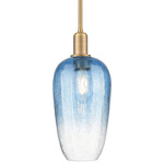 Brookhaven Flute Stem Pendant - Brushed Brass / Brookhaven Sapphire