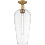 Chelsea 716 Semi Flush Ceiling Light - Brushed Brass / Clear