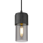 Bolivar Cord Pendant - Matte Black / Light Smoke