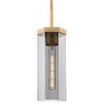 Blakeley Stem Pendant - Brushed Brass / Light Smoke