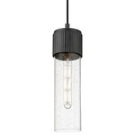 Bolivar Cord Pendant - Matte Black / Clear Seedy