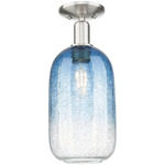 Brookhaven Cloche Semi Flush Ceiling Light - Brushed Satin Nickel / Brookhaven Sapphire