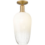 Brookhaven Flute Semi Flush Ceiling Light - Brushed Brass / Brookhaven Opal
