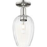 Preston Flute Semi Flush Ceiling Light - Polished Nickel / Clear