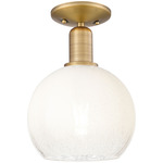 Brookhaven Globe Semi Flush Ceiling Light - Brushed Brass / Brookhaven Opal