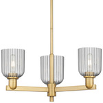 Bridal Veil 716 3-Light Chandelier - Brushed Brass / Light Smoke