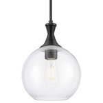 Astor Stem Pendant - Matte Black / Clear