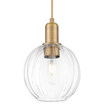 Preston Globe Pendant - Brushed Brass / Clear