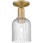 Bridal Veil Small Semi Flush Ceiling Light - Brushed Brass / Seedy