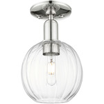 Preston Globe Semi Flush Ceiling Light - Polished Nickel / Clear
